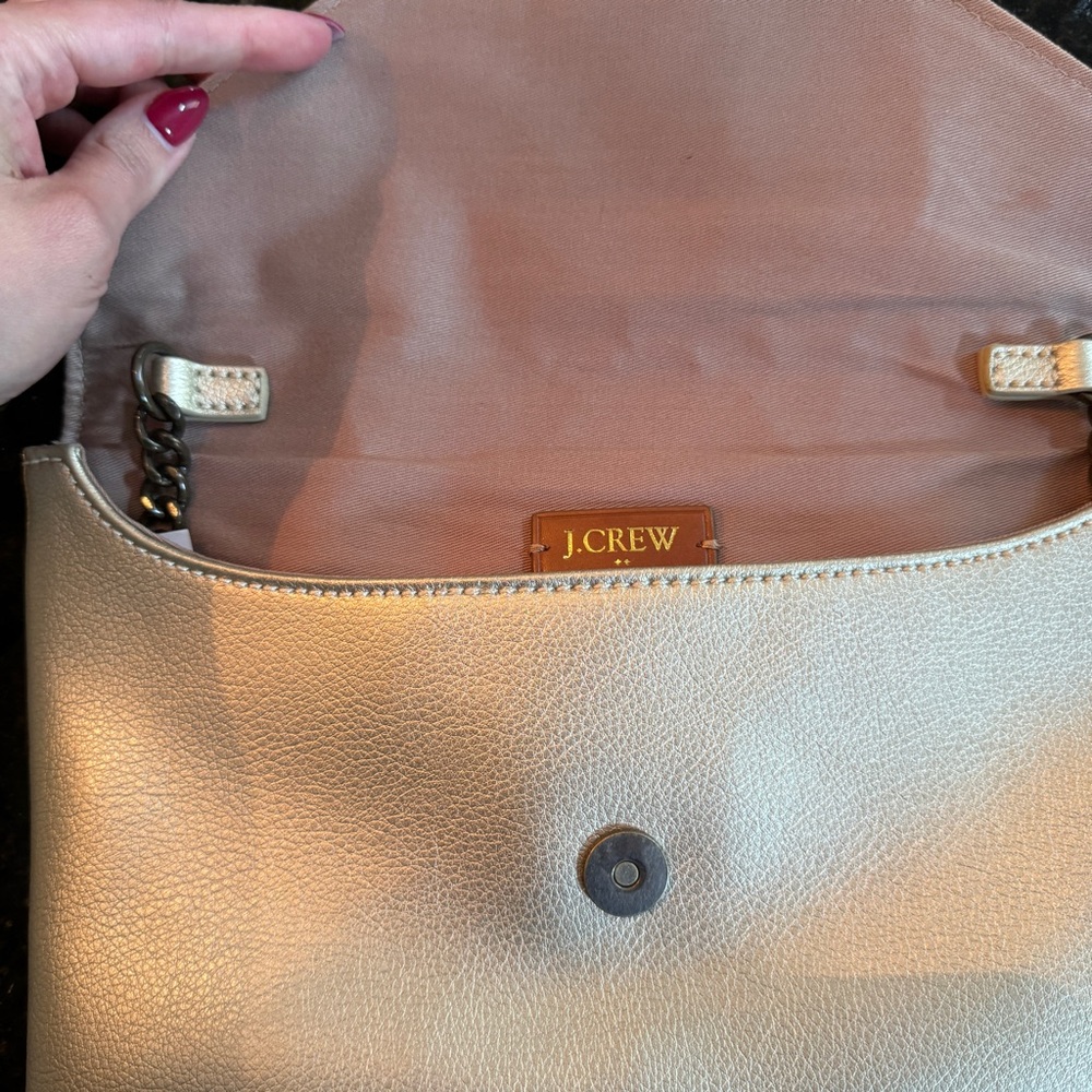J. CREW Leather Envelope Convertible Purse with Chain Strap - Picture 5 of 10